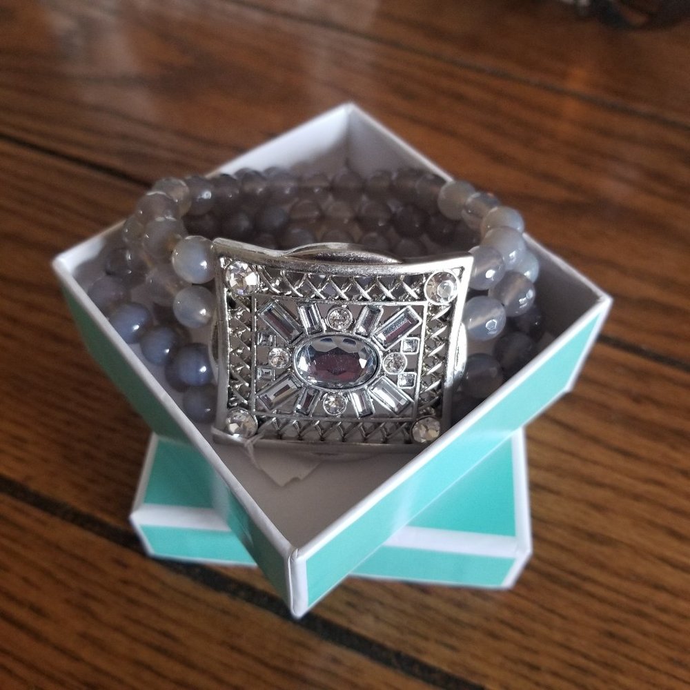 Lia Sophia Kiam Gray Agate Bracelet